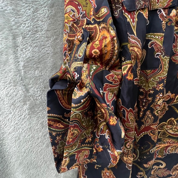 Philosophy Woman 2X Paisley Henley Blouse 3/4 Roll Tab Sleeve Boho Classic Fall - Picture 5 of 10